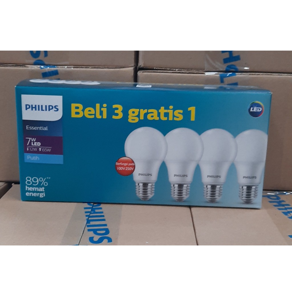 Jual Lampu Philips ESS LED Bulb 7W E27 6500K Multipack Beli3Gratis1 ...