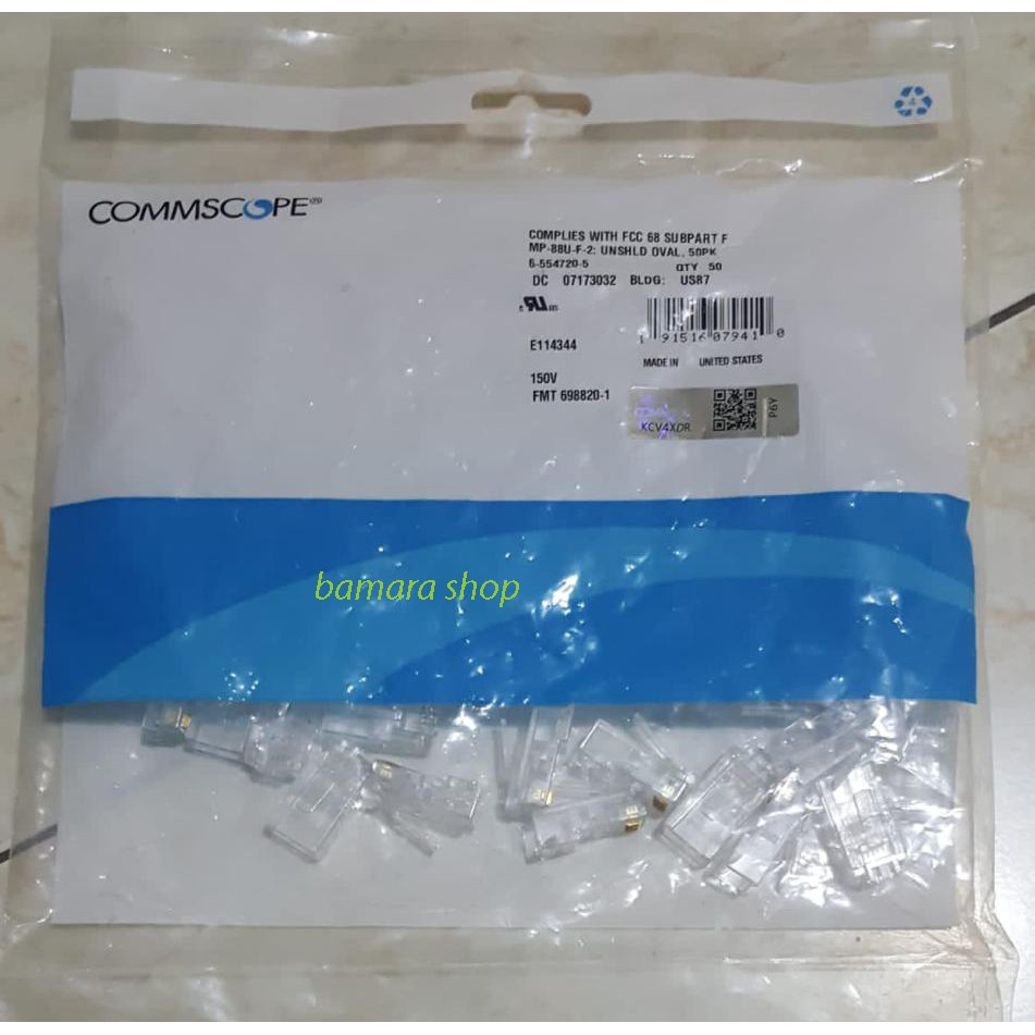 Jual Konektor RJ45 Commscope Cat5e Per Pack Isi 50 pcs Connector RJ 45 ...