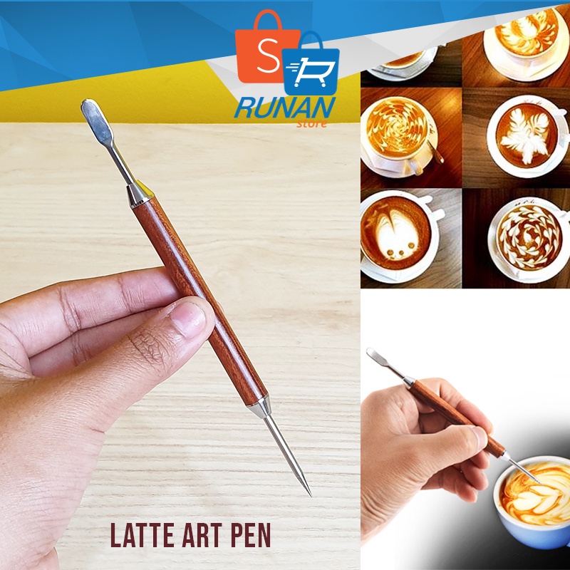 Barista Is Show How To Make Latte Art Coffee Lesson With Special Metal Device   Latte Art Pen Tool Latte Art On The Cup Photo 2171727