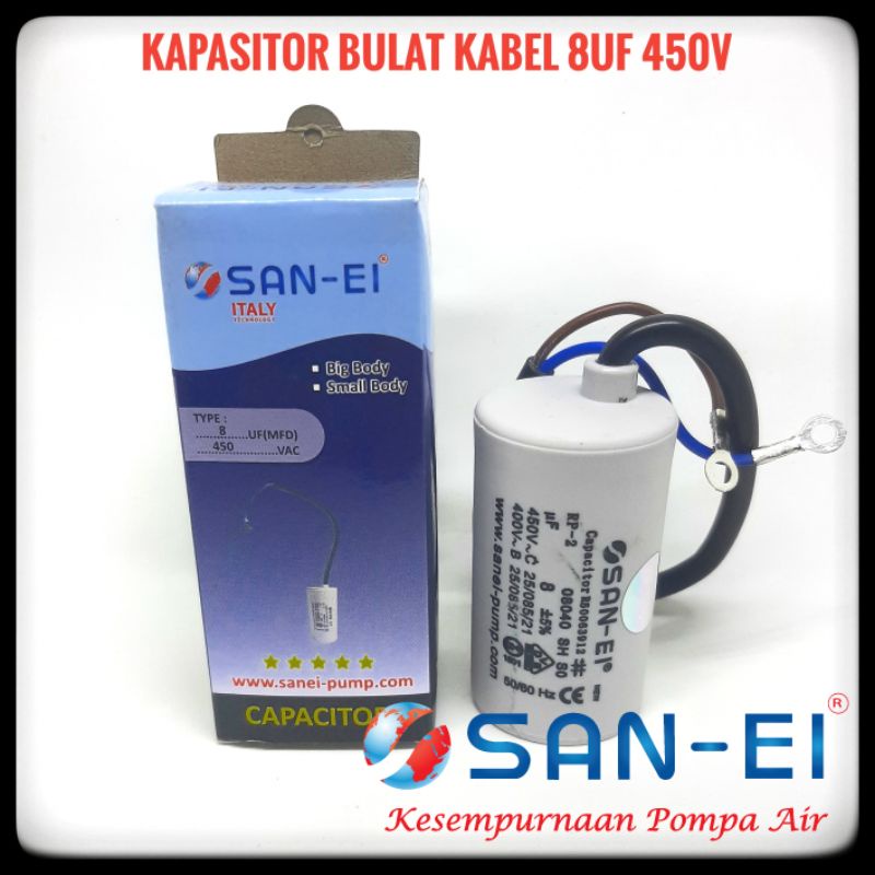 Jual San Ei Kapasitor Pompa Air Bulat Kabel Uf V Shopee Indonesia