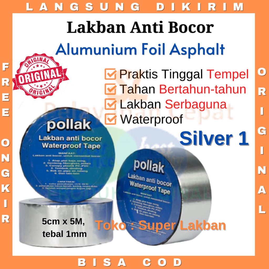 Jual Original Lakban Anti Bocor Anti Air Tahan Panas Aluminium Foil ...