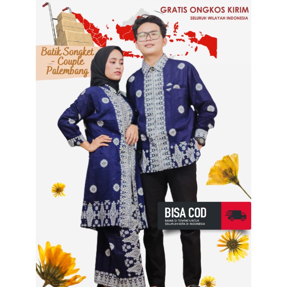 Jual Songket Pash - Baju Batik Songket Pria Motif Asanti Biru Silver ...