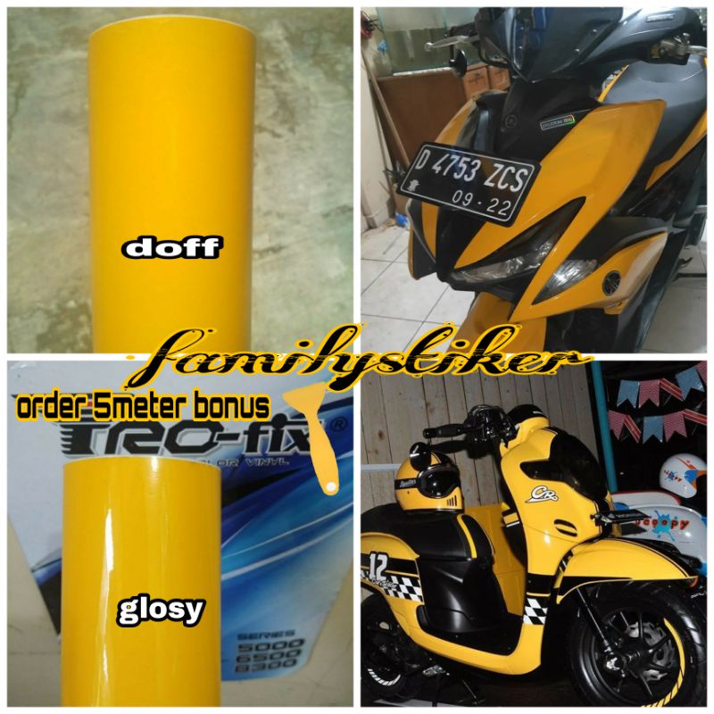 Jual STICKER SKOTLET KUNING TUA GLOSY/DOFF SEKOTLET MOTOR WARNA KUNING