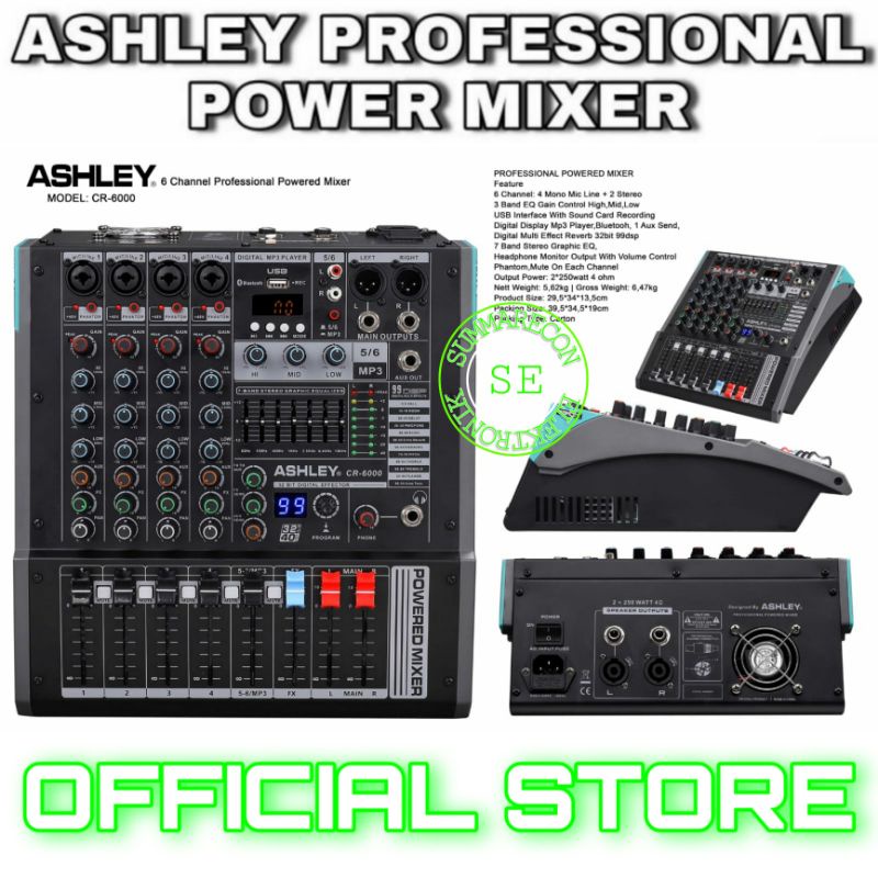 Jual power mixer ashley original ashley cr6000 usb bluetooth power