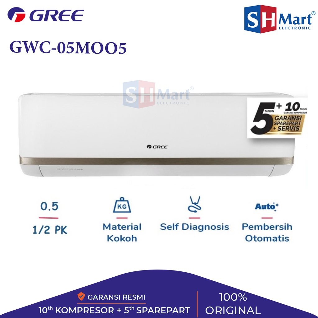 Jual AC GREE 1 2 PK NEW SERIES GWC 05MOO5S 05MOO5S SMART CLEANING GARANSI RESMI MEDAN