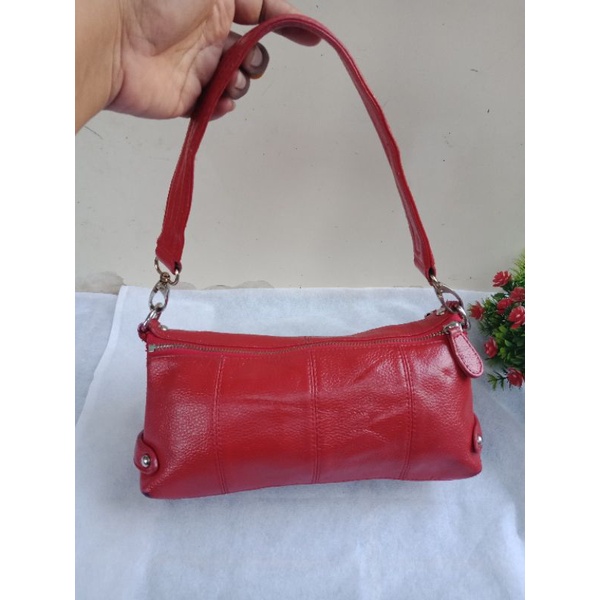 SSAMZIE SHOULDER BAG RED CHILI KULIT ASLI PRELOVED SESAMZIE SSAMZIE PRELOVED TAS KETEK