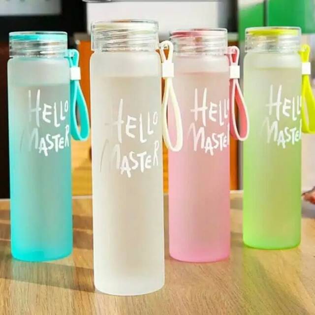 Jual BOTOL MINUM HELLO MASTER/BOTOL MINUM BAHAN KACA DAN FOOD GRADE ...