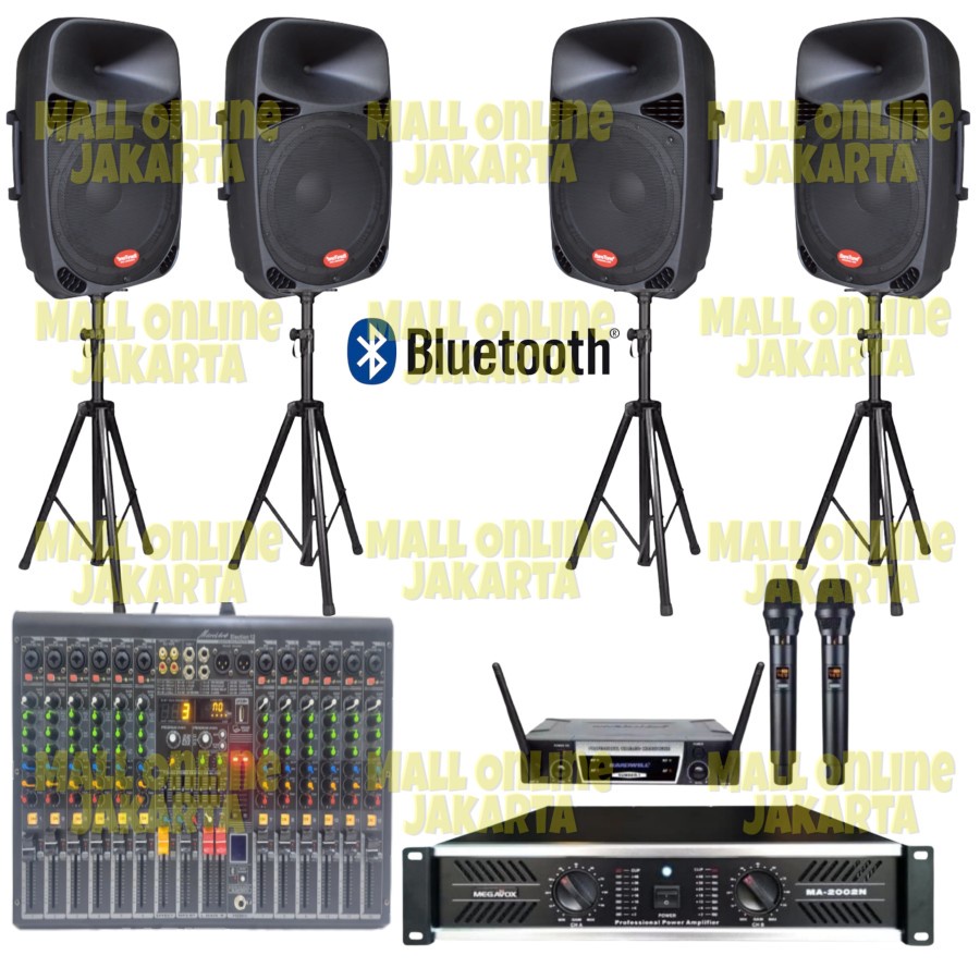 Jual Paket speaker baretone 15 inch mixer 12 channel power outdoor