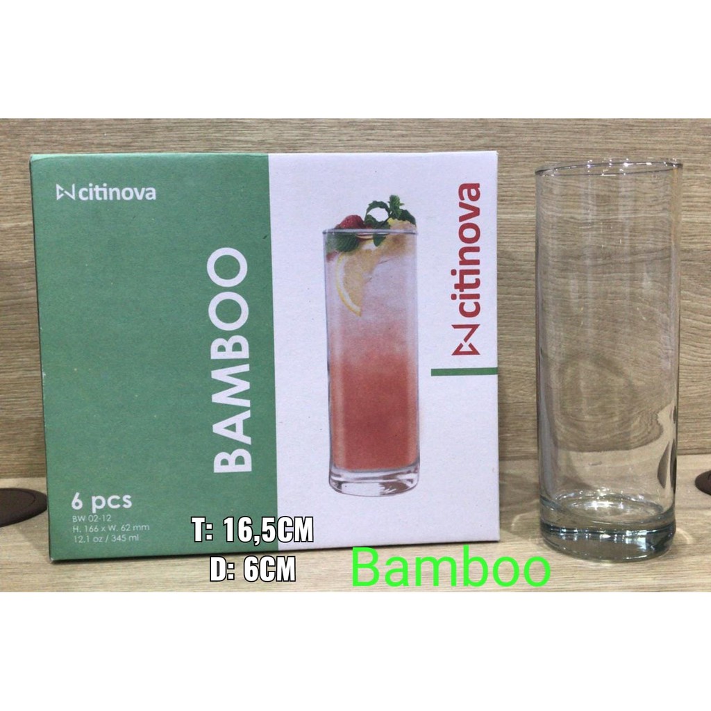 Jual Souvenir Gelas Cafe Highball Gelas Bamboo Citinova Gelas Minum Jus Kaca Bening Polos 2901