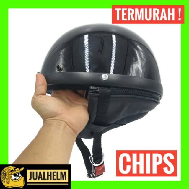 Jual Helm Chips Hitam Glossy / Helm Vintage / Helm Chip / Helm Classic ...