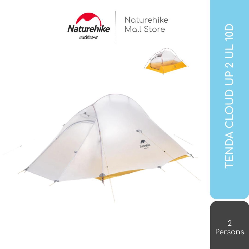 Naturehike Cloud Up UL Camping Tent – 2-Persoons, Ultralicht 1,63 Kg, Dubbellaags, Waterdicht 4000mm, Windbestendig, Voor 3 Seizoenen – Incl. 3 Opzetmethodes