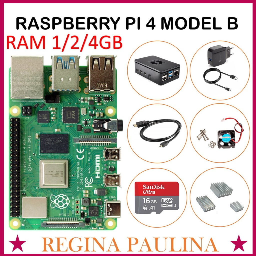 Jual Raspberry Pi 4 Model B RAM 1GB 2GB 4GB 8GB ( MICROSD 16GB 32GB ...