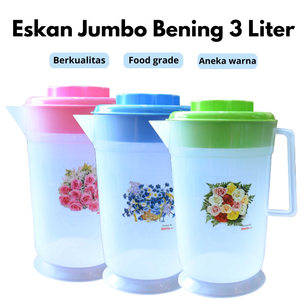 Jual Eskan Plastik Teko Air Jumbo Bening Water Jug 3 Liter Shopee Indonesia 5945