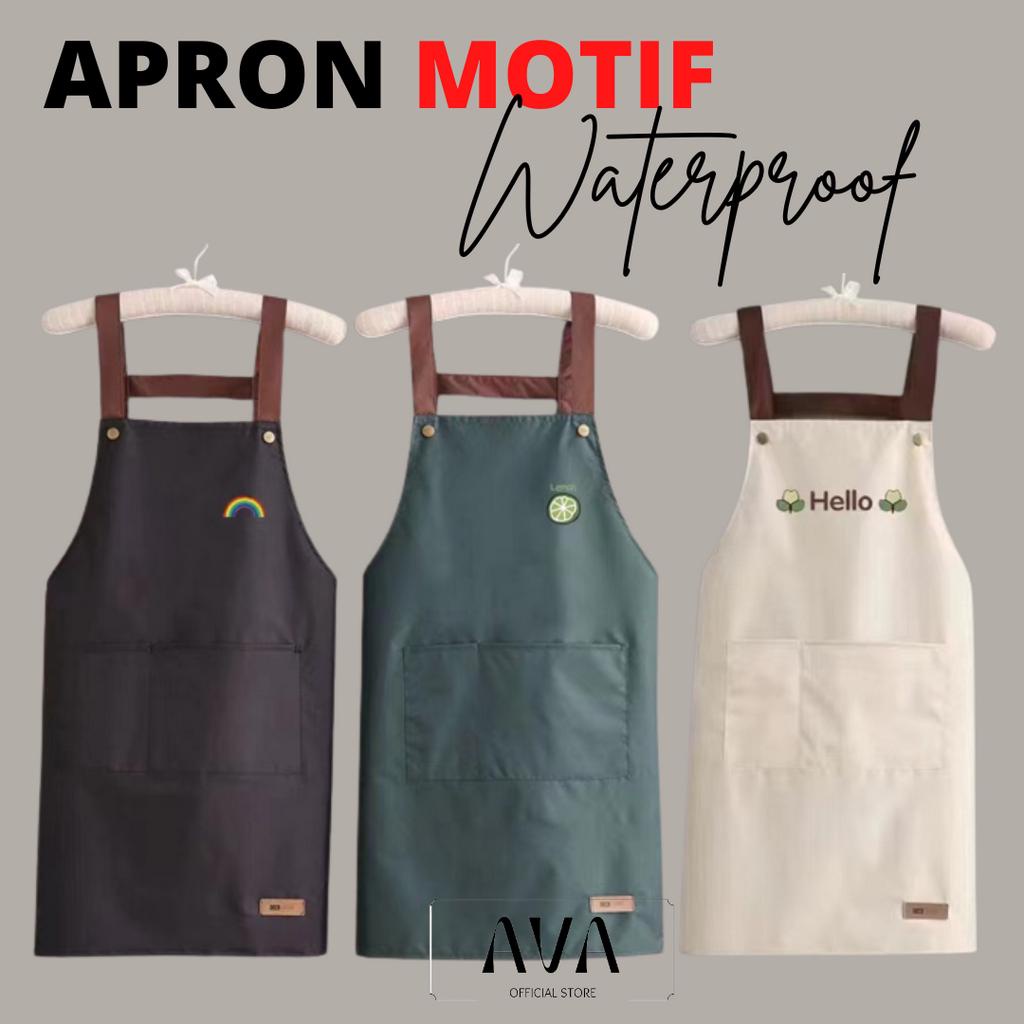 Jual Apron Premium Waterproof PVC Motif Lucu / Celemek Apron Korea
