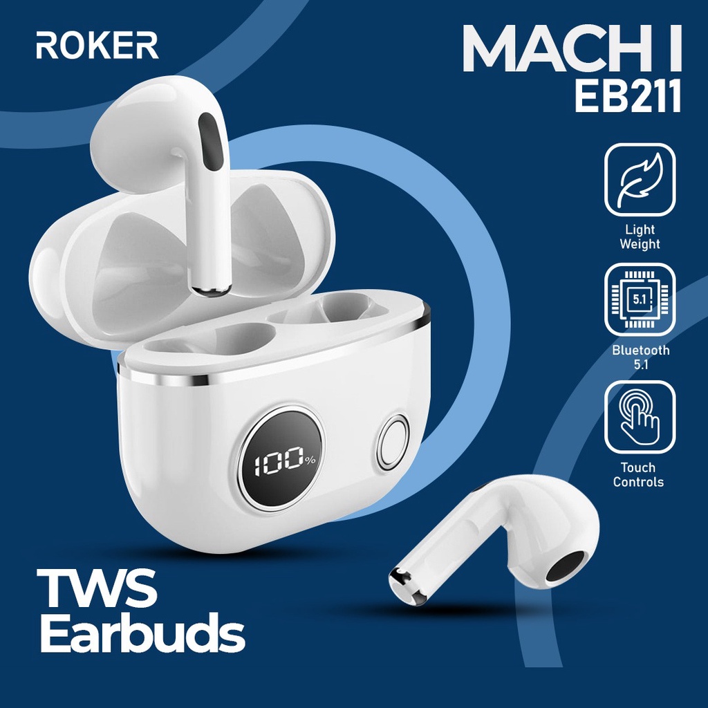 Jual TWS ROKER MACH I EB211 True Wireless Earphone TWS GATT Bluetooth 5 ...