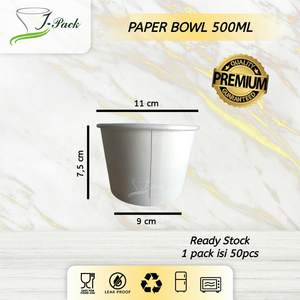 Jual PAPER BOWL 500 ML / MANGKOK KERTAS 500 ML 50 PCS Shopee Indonesia