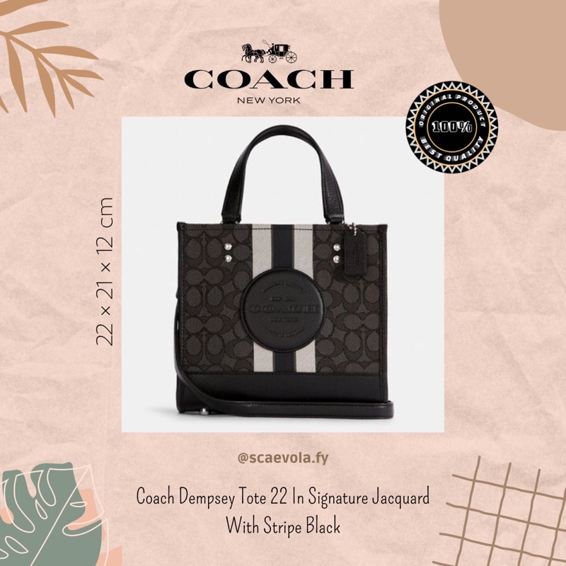 Jual Coach Dempsey Tote 22 In Signature Jacquard With Stripe Black ...