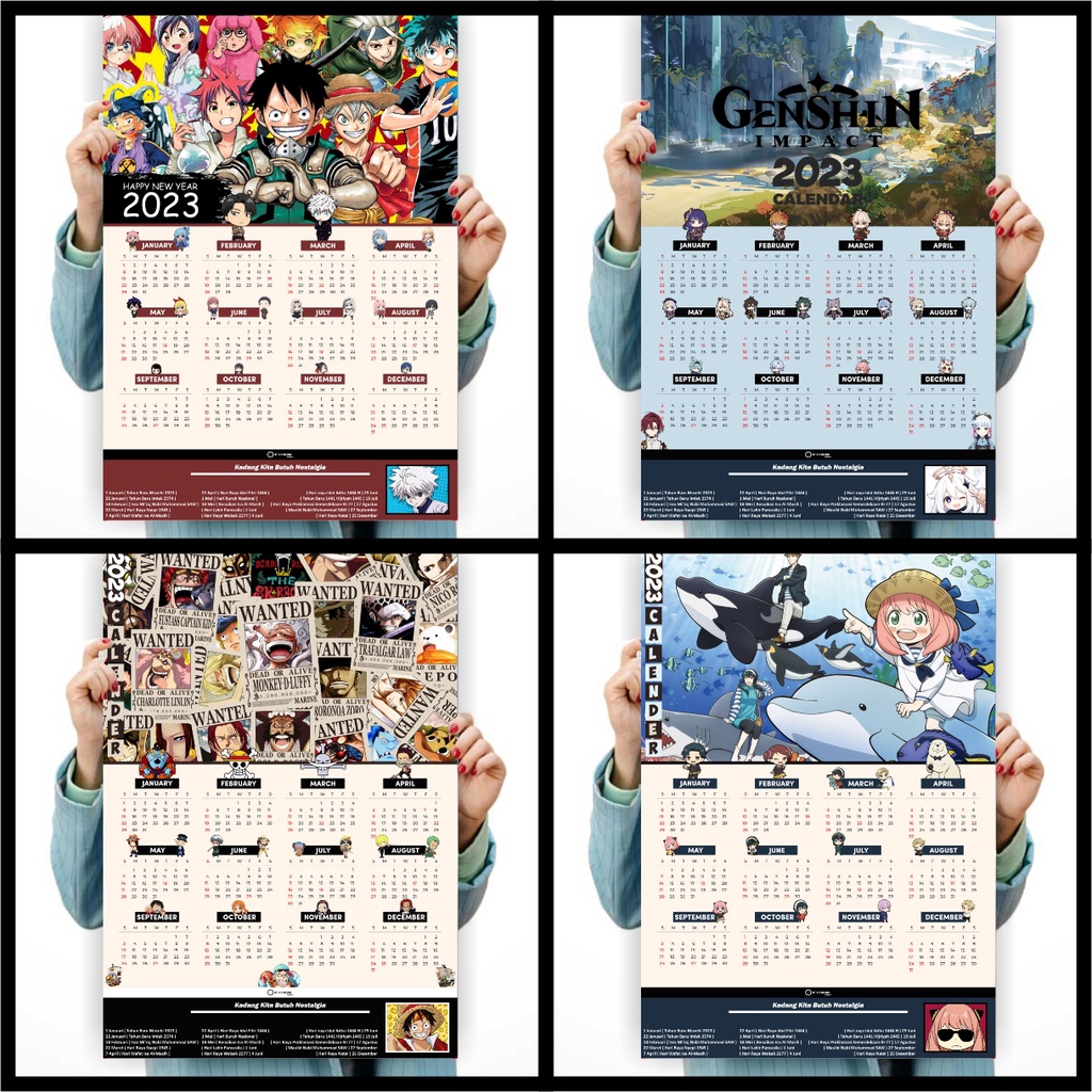 Jual Kalender Anime 2024 Poster Anime Kalender 2024 Masehi Spy x Family Haikyuu Demon Slayer