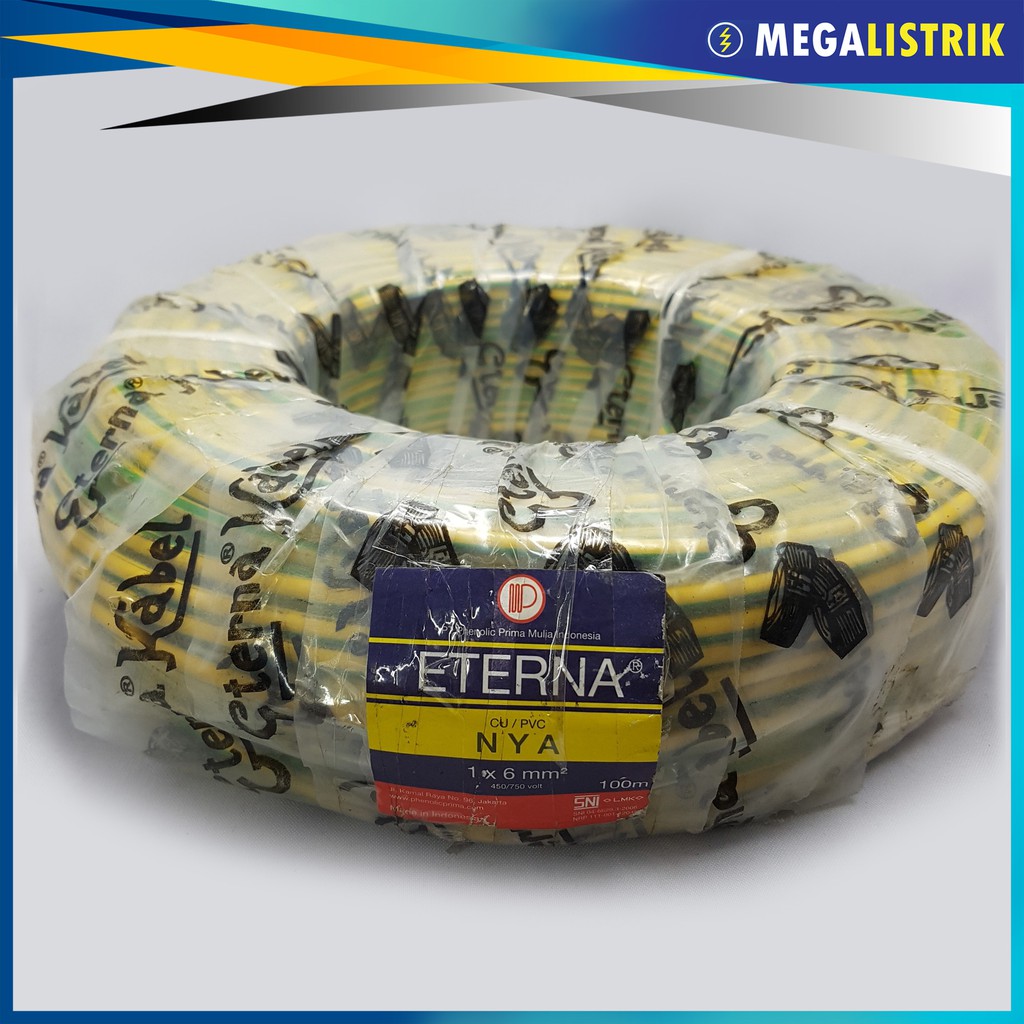 Jual ETERNA KABEL NYA 6 MM ( 100 METER ) / KABEL LISTRIK KAWAT 1 X 6MM ...