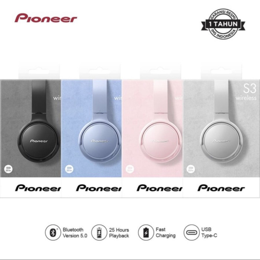 Pioneer S3 Wireless SE-S3BT Auriculares Bluetooth 5.0 25H, color Rosa