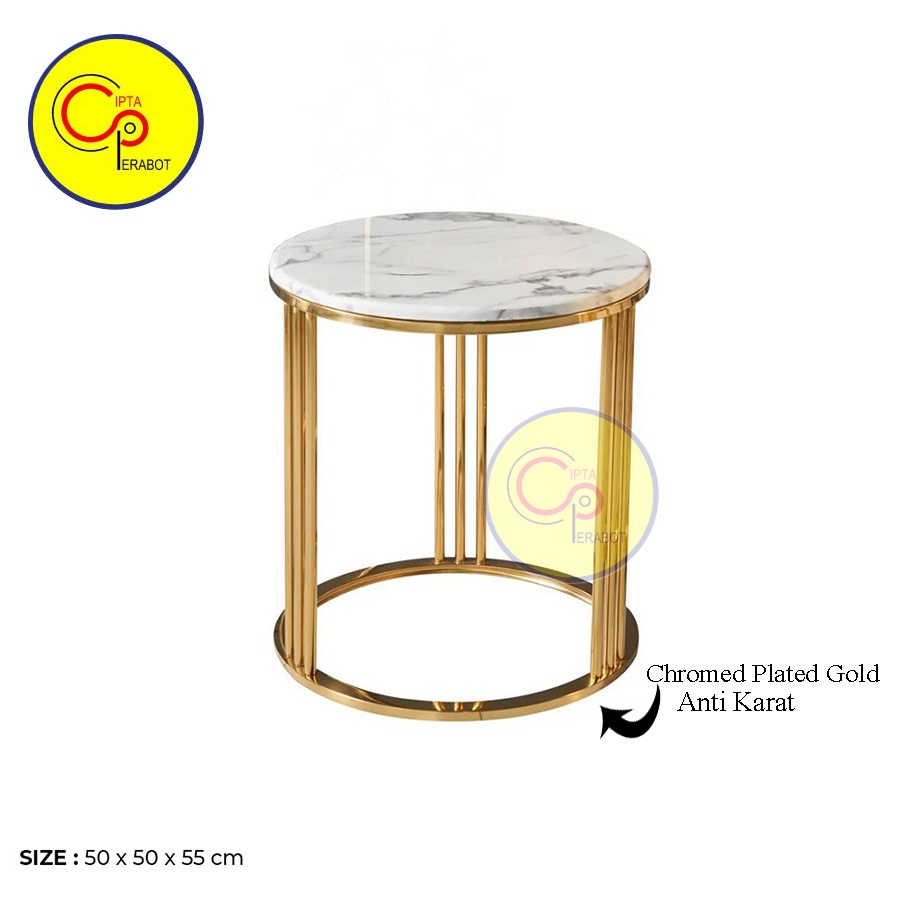 Jual Side Table Meja Sudut Teras Gold Chormed Marble Marmer Shopee Indonesia