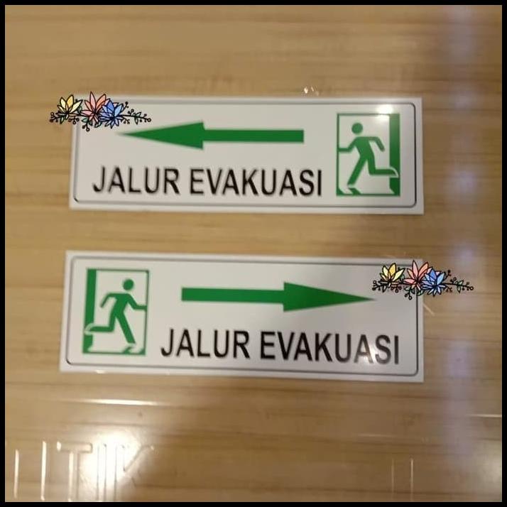 Jual Akrilik Sign Jalur Evakuasi Putih 30x10cm Sticker Rambu K3