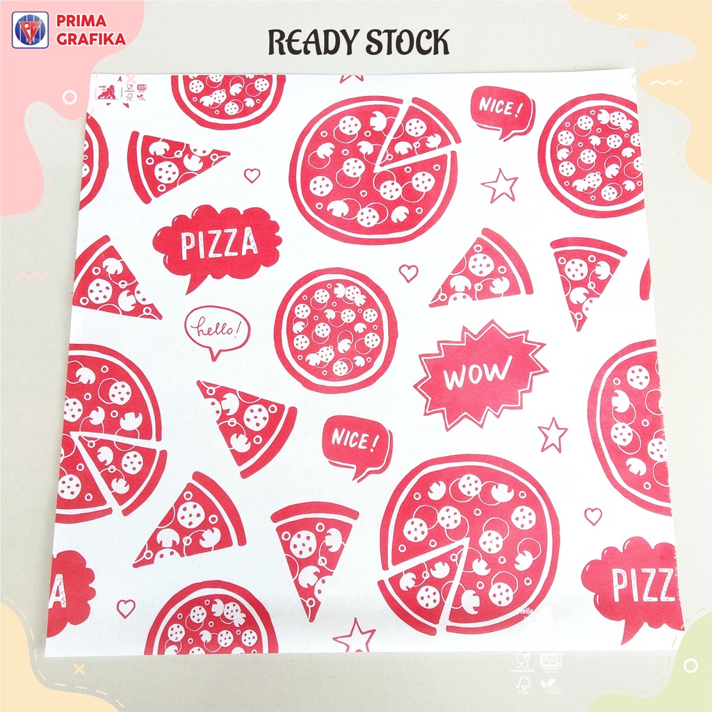 Jual Kertas Roti Motif Pizza 25x25 Foodgrade - Wrappingpaper/Kertas ...