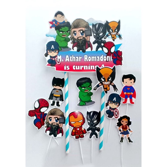 Jual TOPPER CAKE HIASAN KUE ULANG TAHUN GAMBAR MARVEL AVENGERS CHIBI