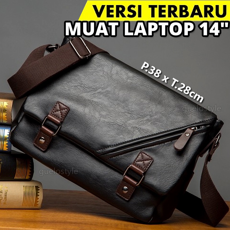 Jual tas selempang laptop kulit pria tas kulit pria hitam | Shopee