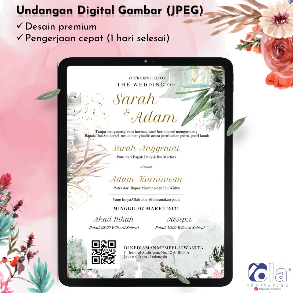 Jual Undangan Digital Gambar Statis format JPEG Desain Premium (UJ06