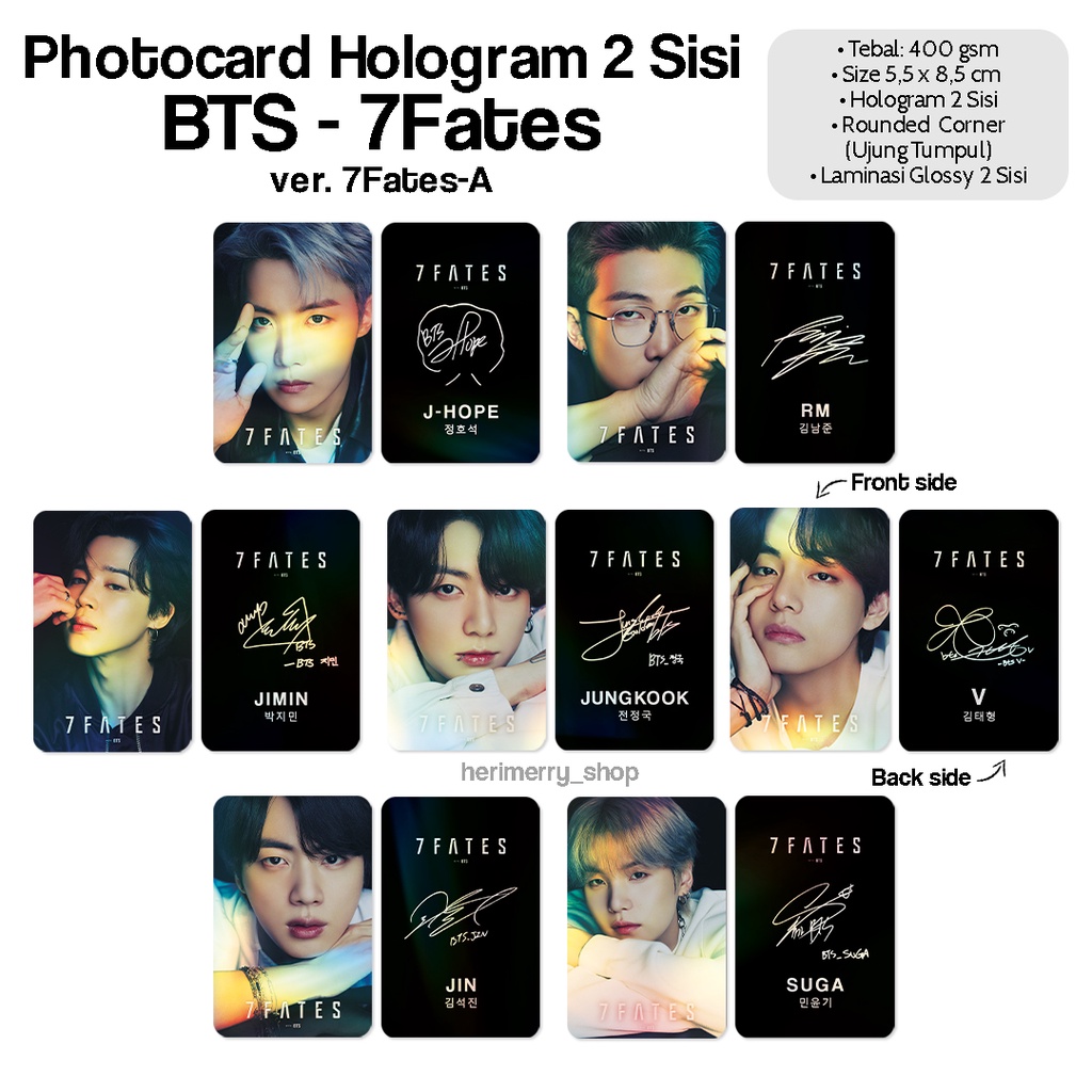 Jual Photocard Hologram Bts 7 Fates 2 Sisi Photo Card Premium Kpop Kartu Foto Member 3207