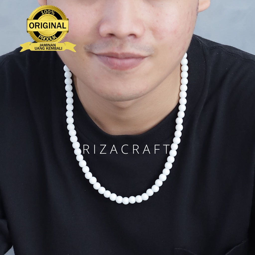 Jual Kalung Pria Wanita Batu Alam Akik Etnik Giok Putih ASLI Natural untuk  Kesehatan ORIGINAL | Shopee Indonesia