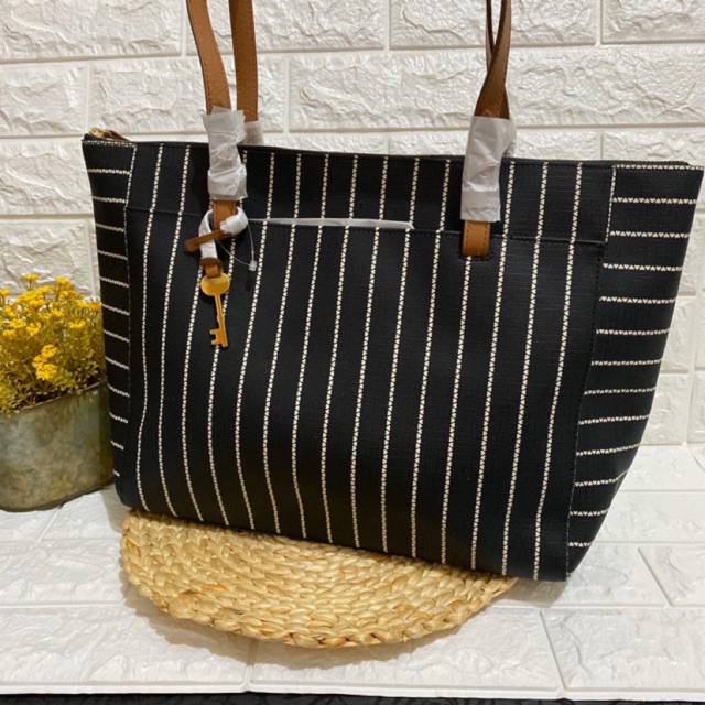 Jual fossil rachel tote black stripe Shopee Indonesia