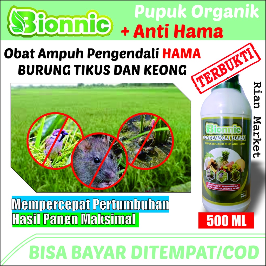 Jual Cod Aman Bionnic Ml Obat Pengusir Hama Tikus Burung Keong Ulat Ulat Grayak Dll Pada