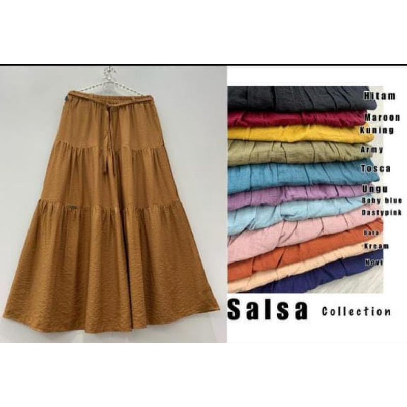 Jual rok panjang rayon dan kringkle polos susun/canda - Rok Salsa ori ...