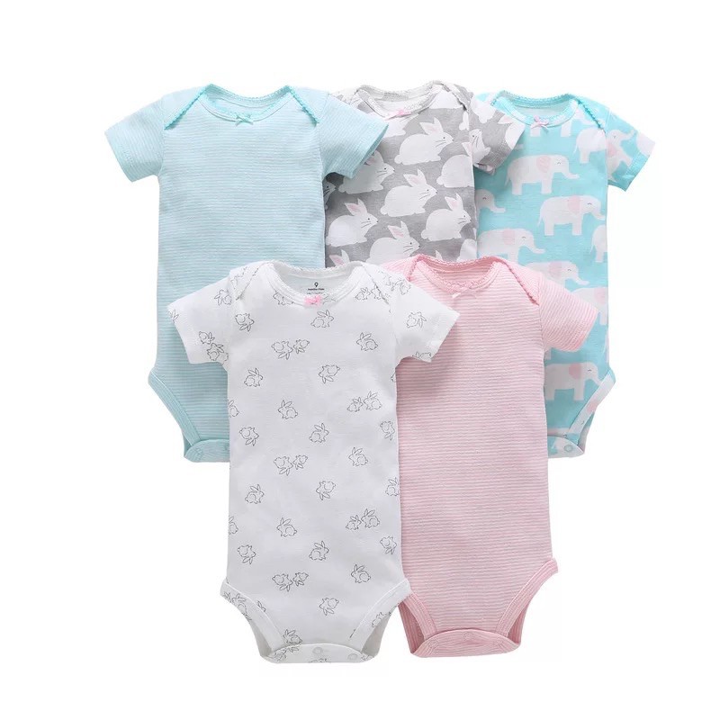 Jual baju bayi carter 5in1 set jumper bayi perempuan/ baju kodok