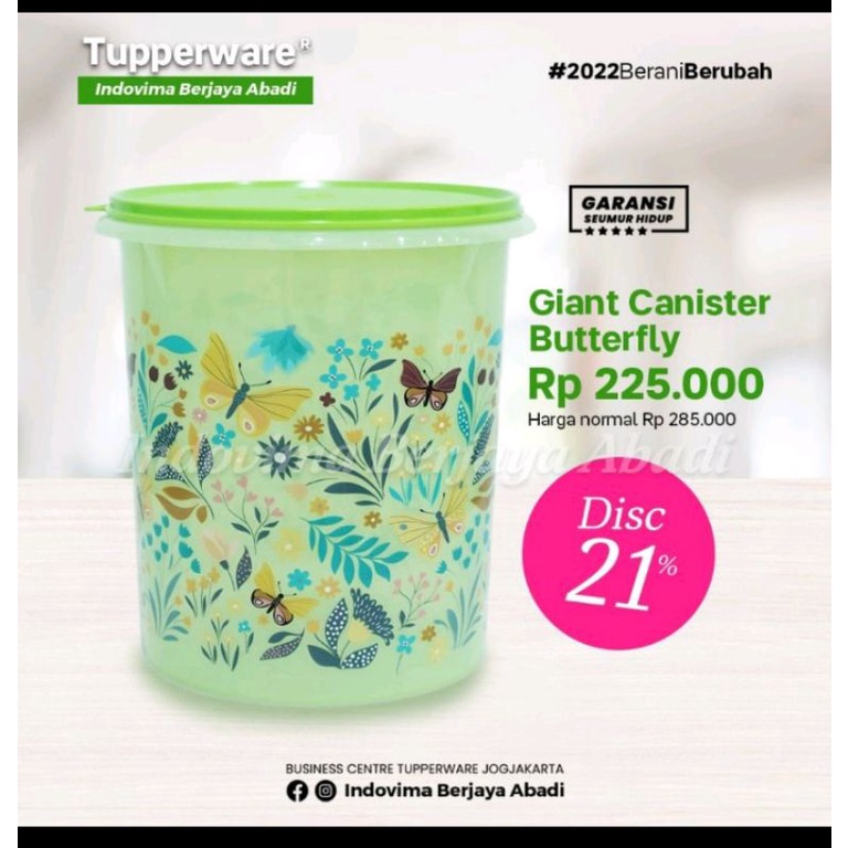 Jual Giant canister tupperware / giant canister butterfly tupperware 8 ...