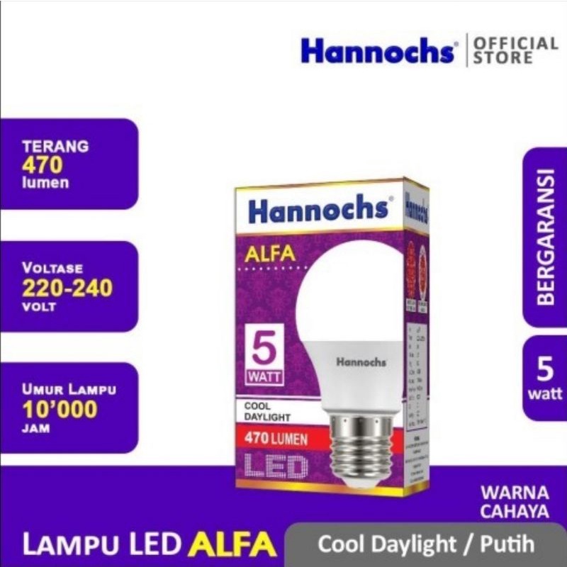 Jual Lampu Led Hemat Energi Hannochs Alfa 5 Watt Putih Cool Daylight