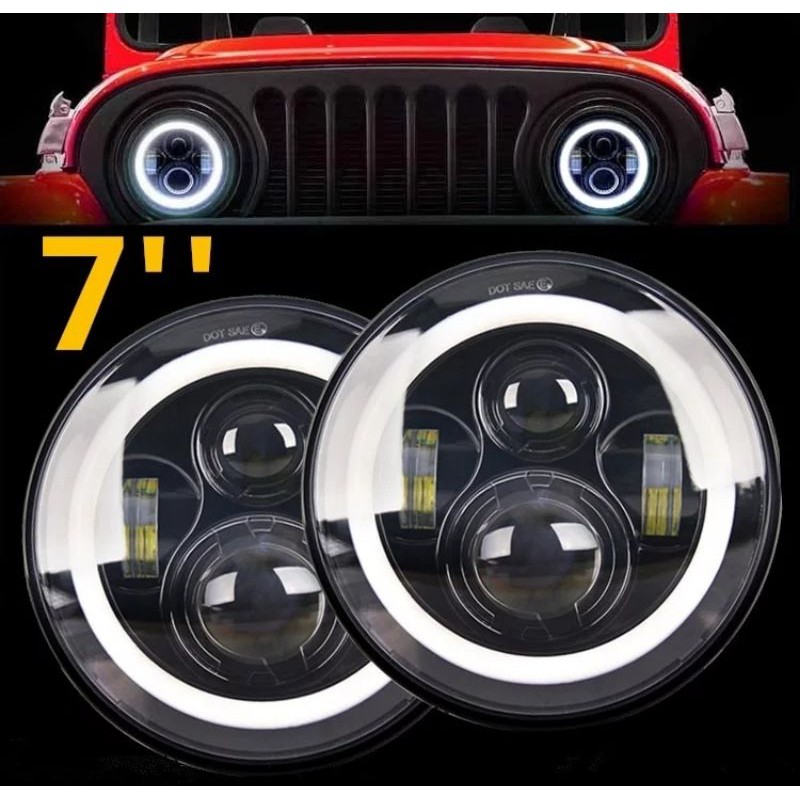 Jual daymaker ring full 7 inch lampu head lamp mobil H4 75w merk HRJ ...