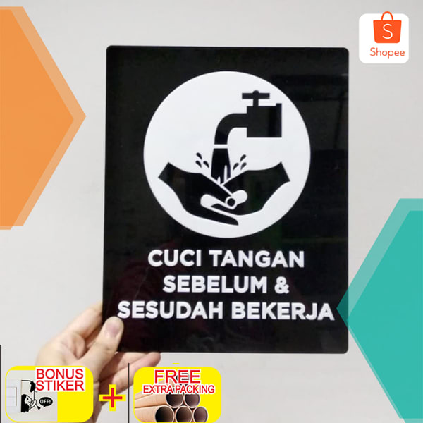 Jual Cuci Tangan Sign Acrylic 20 X 25 Cm Sign Board Akrilik Elegan Shopee Indonesia