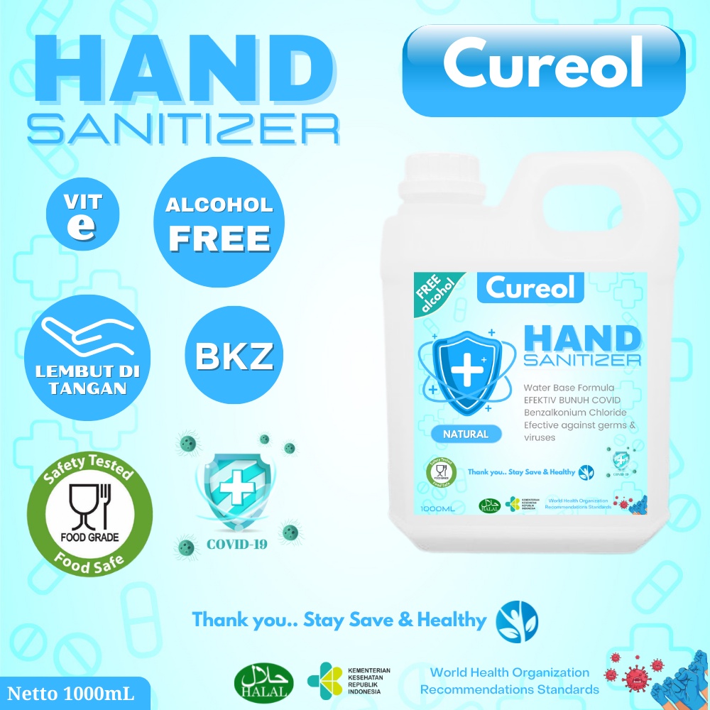 Jual Hand Sanitizer NON ALKOHOL CAIR 1LITER FOOD GRADE Kill Corona