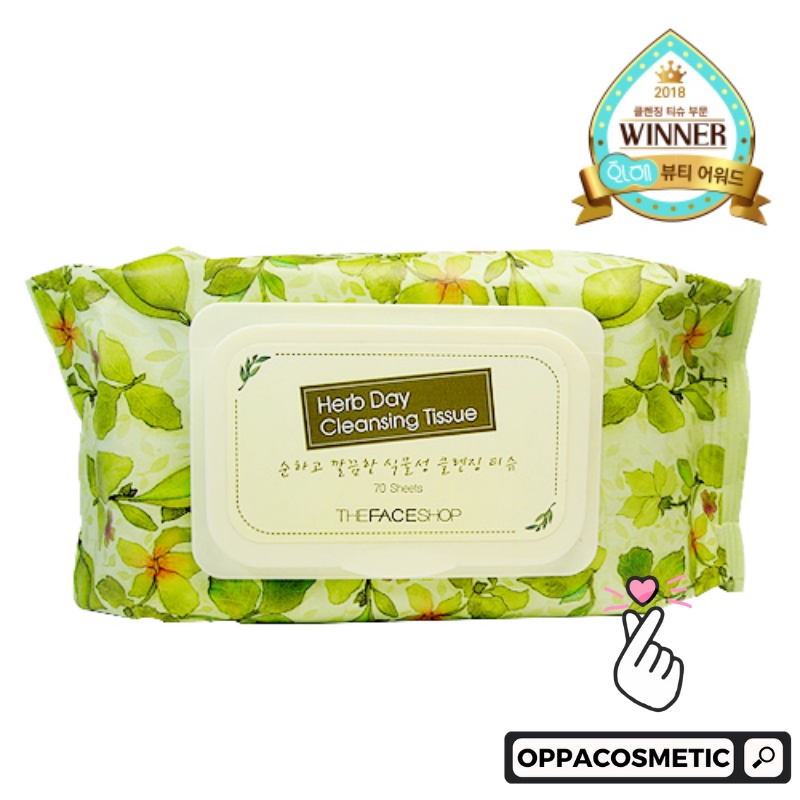 The face Shop Herb Day Cleansing Tissue 70 Sheets