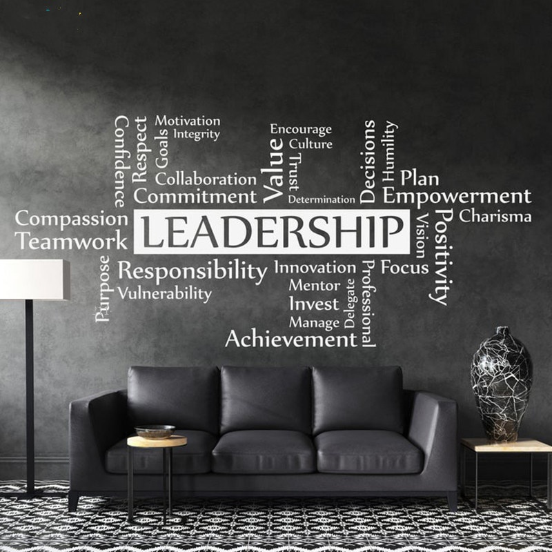 Jual Leadership Vinyl Office Wall Decals Workplace Word Cloud Business ...