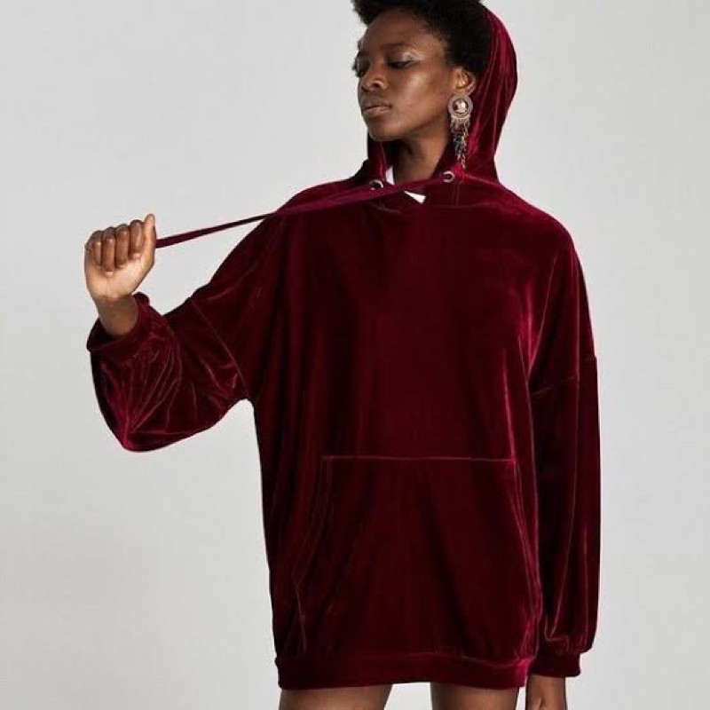 Zara velvet sweatshirt sale