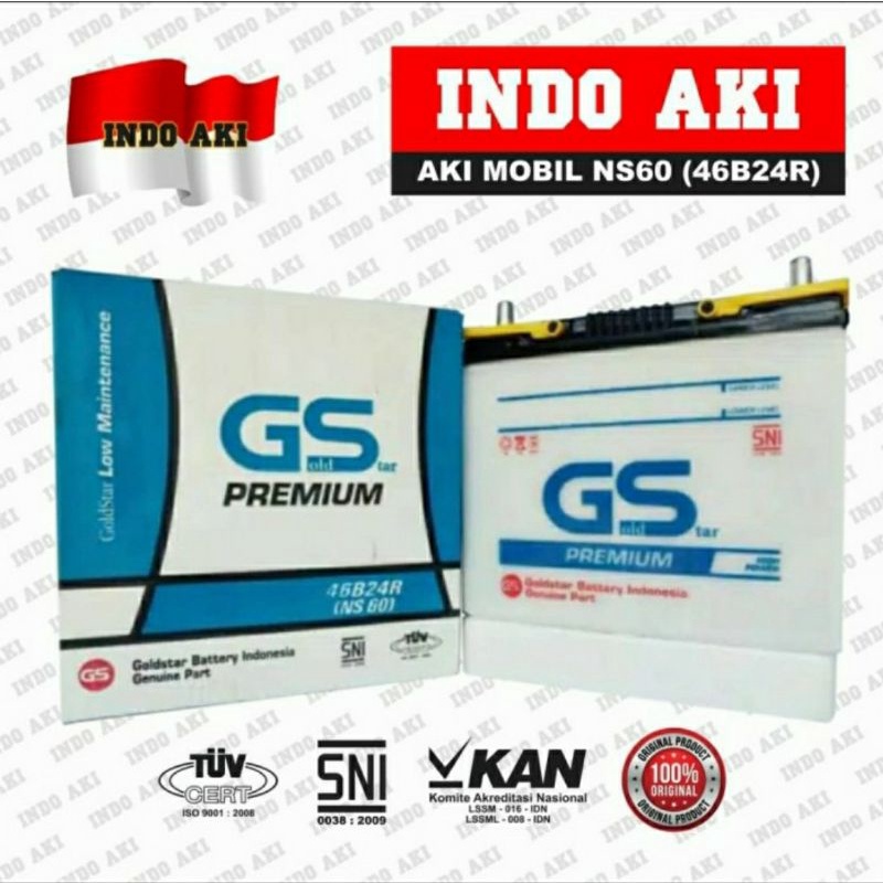 Jual Aki Mobil NS60 46B24R 12V 45Ah Avanza Veloz Rush Starlet HiLux