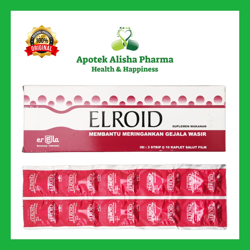 Jual Elroid Diosmin Hisperidine Tablet Box isi 30 dan Strip isi 10 ...