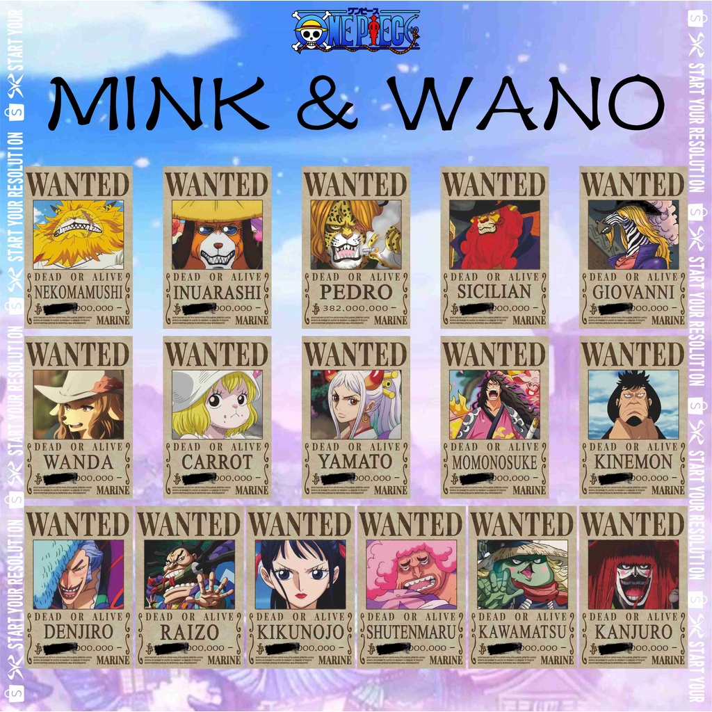 Jual Poster Anime Manga Wanted One Piece Bounty Mink Wano Kozuki