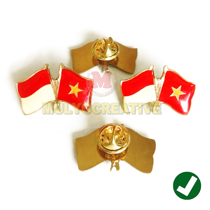 Jual Flag Pin Fiber Indonesia Vietnam Pin Bendera Persahabatan Custom Shopee Indonesia