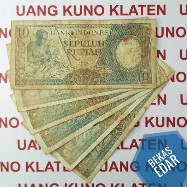 Jual Bekas Asli 10 Rupiah tahun 1963 seri Pekerja Tangan uang kuno ...