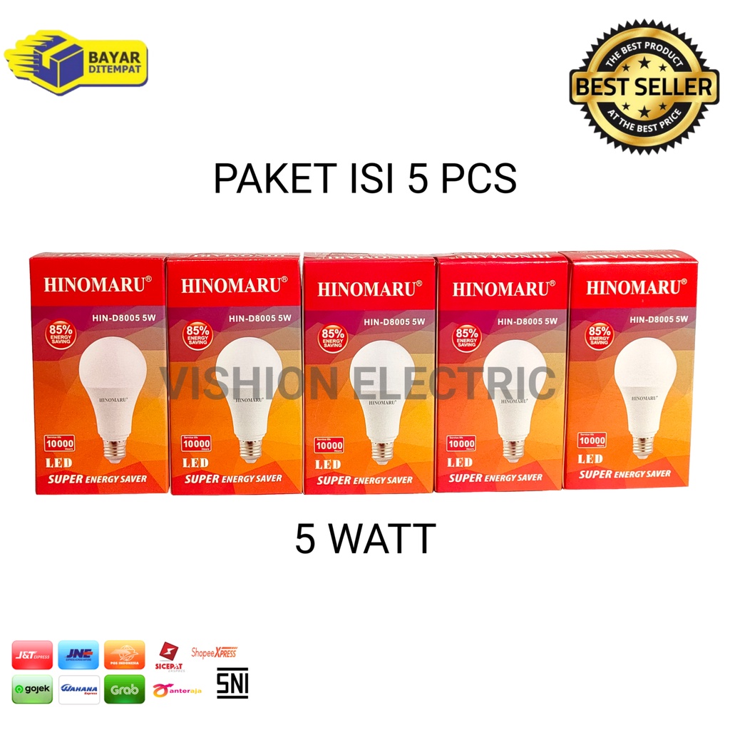 Jual Paket 5 Pcs Hinomaru Lampu Led Bulb 5 Watt Hin D8005 5w Putih